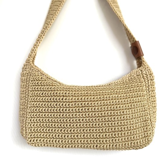 BAYUXX Bags Bali - Model LouLou - Te dragen als SCHOUDERTAS - Handmade in Bali - Beige - Gehaakte zomertas