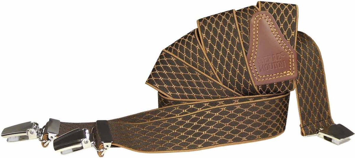 Pierre Mouton Diadème Bretel - Bretels - Volwassenen - Heren - Brons - 140cm - 3 brede clips - XL - XXL