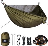 Campinghangmat met muggennet, 300 kg belastbaarheid, 290 x 140 cm, ademend, sneldrogend parachutenylon, complete accessoires, eenvoudige montage