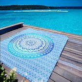 2 persoons strandlaken - Blauw - Mandala - lichtgewicht strandkleed - dun strandlaken - Duurzaam Katoen