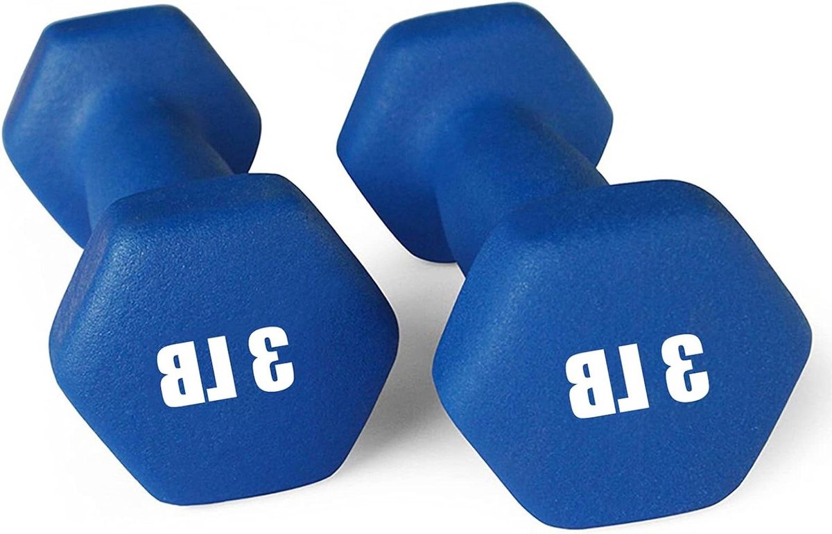 Neopreen halters handgewichten slip anti-rol donkerblauw 1.4 kg paar - Set van 2 dumbbell set