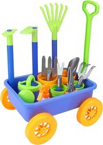 Trek langs Kinderwagen Kruiwagen en Tuingereedschap Speelset Inclusief 10 Accessoires en 4 Plantenpotten