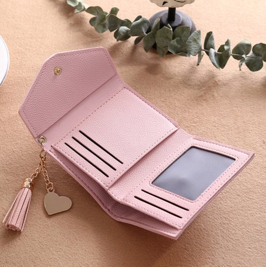 Grote Leren Dames Portemonnee Veel Pasjes Roze - Barneys Leather