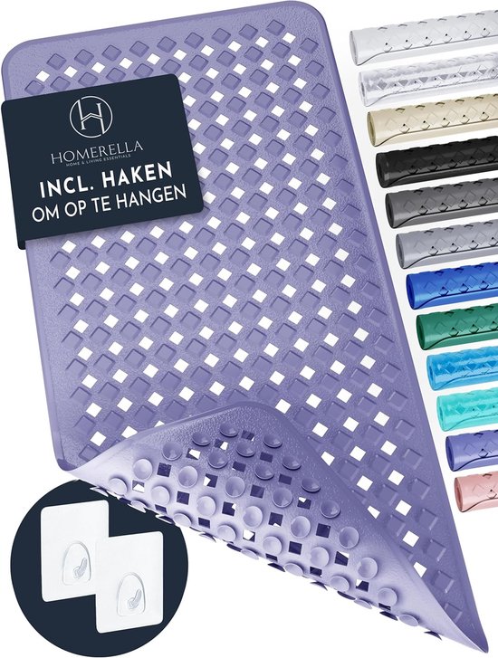 Homerella badmat antislip 88 x 39 cm, incl. ophanging | BPA-vrij en huidvriendelijk | antislip, schimmelbestendig en machinewasbare douchemat