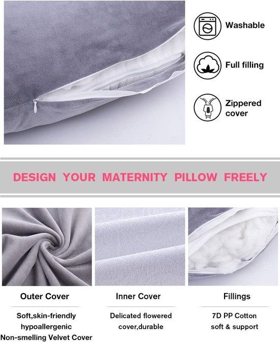 As AWESLING Lichaamskussen 152 cm - Borstvoeding, Moederschap en Zwangerschap - Grijs Pregnancy pillow van AWESLING — afbeelding 3