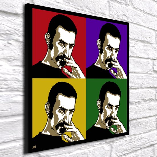 Pop Art Frank Zappa - Poster Print - gekaderd - 66 x 66 x 2 cm - Wanddecoratie