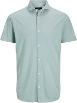 Jack & Jones Overhemd Jprblarian Pique Shirt S/s 12258626 Bottle Green/slim Fit Mannen Maat - XXL