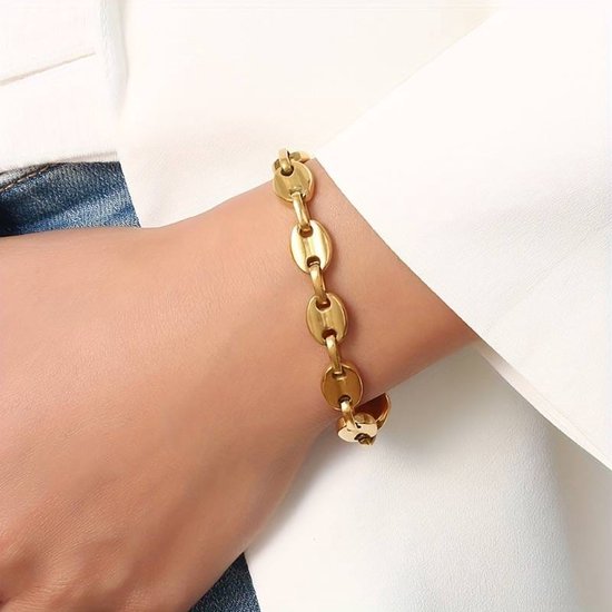 Lucardi Dames Stalen goldplated armband colorado - Armband - Staal - Goudkleurig - 20 cm