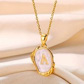 Gold plated ketting met letterhanger A t/m Z - A