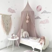 Babybedhemel voor kinderen, baby, prinses, chiffon, hangend muggennet voor slaapkamer, decoratie voor bed en slaapkamer (donkerpaars)