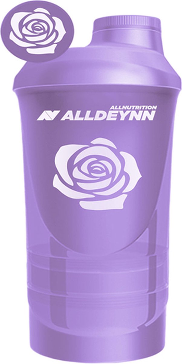 Goedkoopste Alldeynn | Shaker | 6 delige shaker | 600ml | Voor het maken van Shake's | Violet | extra compartimenten voor poeder en/of pillen Nutriworld