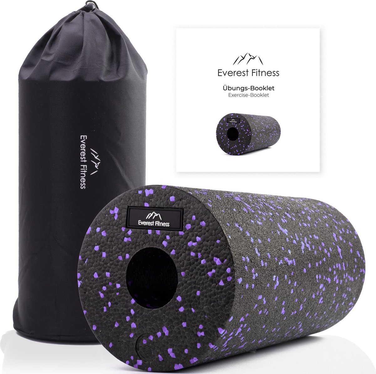 EVEREST FITNESS foam roller massage 30 cm - Medium tot harde massage roller - Met tas en oefeningen boek - Voor tijdens of na sport - Ter ontspanning thumbnail 3