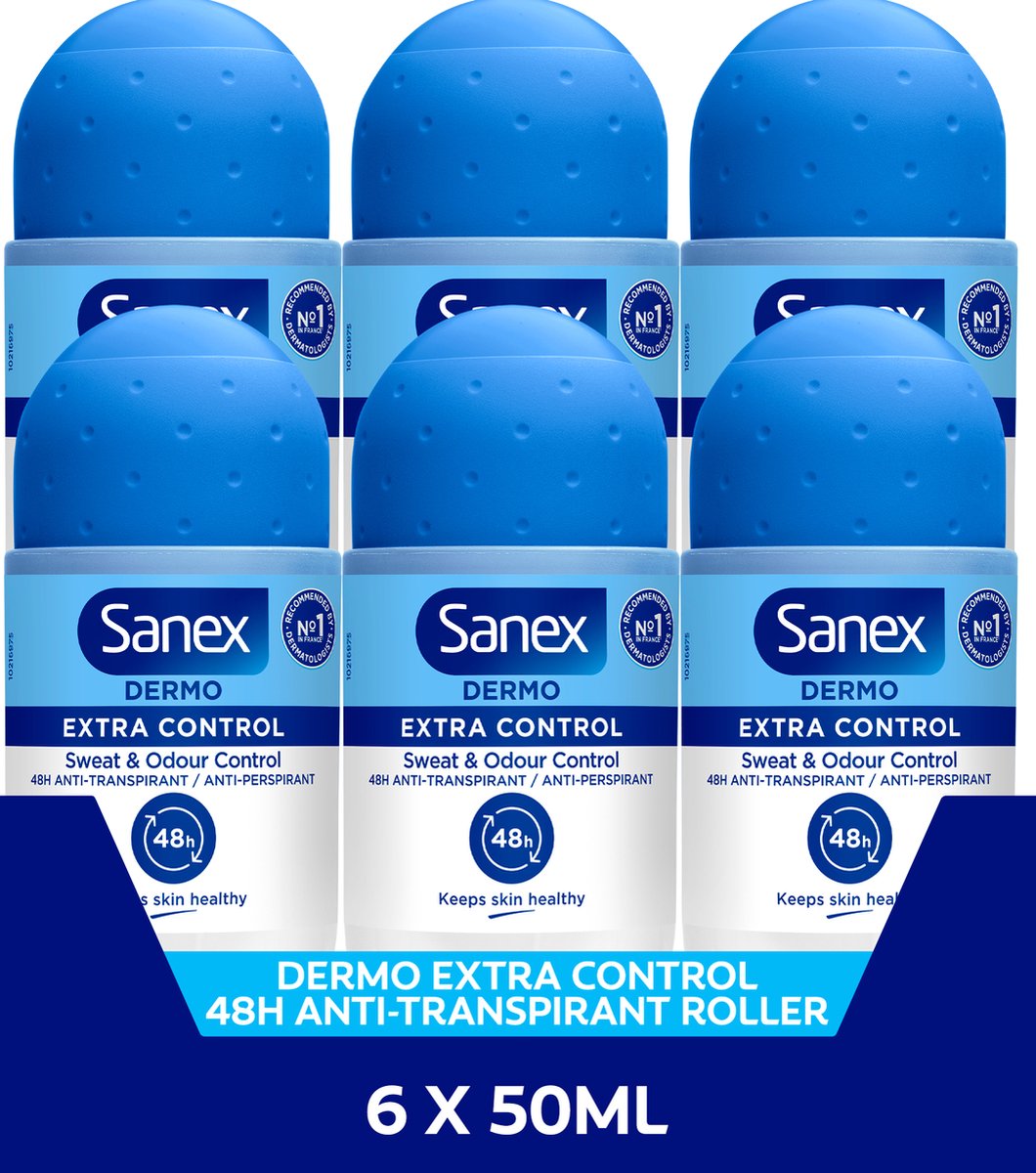 Goedkoopste Sanex Dermo Extra Control 48h Anti-transpirant Roller - Voordeelverpakking - 6 x 50ml