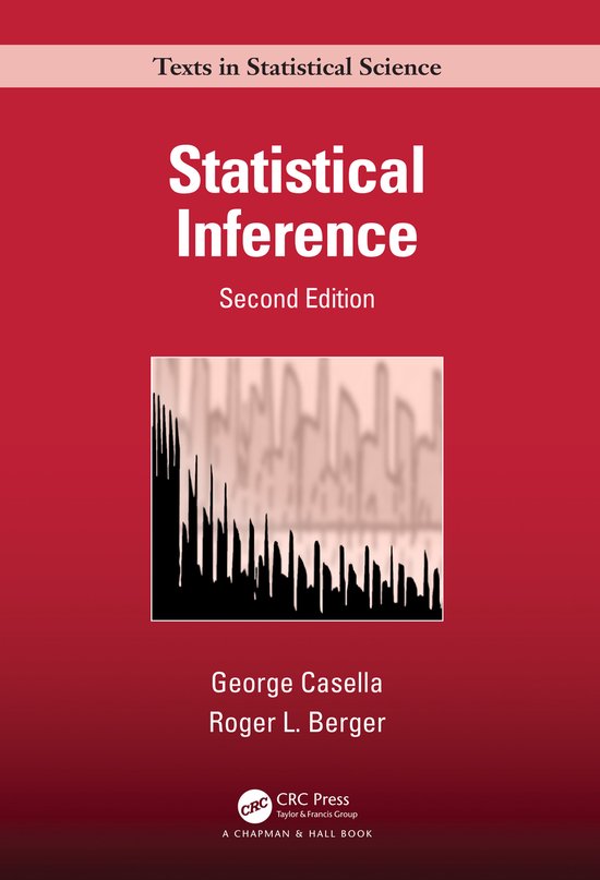 Boekomslag van Statistical Inference, Second Edition, met een grafiek van een histogram.