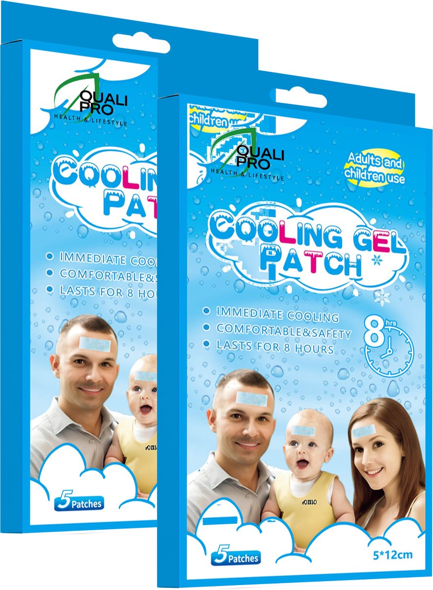Goedkoopste QualiPro® Verkoelende Migraine & Hoofdpijn Pleisters - Duo Pack - Werkt Verlichtend bij Koorts - Verkoelende Pleisters - Tandpijnbestrijding - Zwelling - 10 Stuks