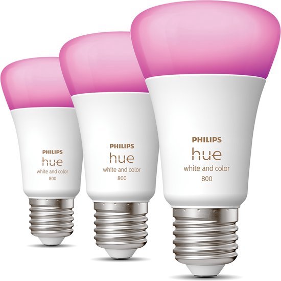 Philips Hue E27 White and Color Ambiance Uitbreidingspakket - 3 Losse Hue Lampen - Wit en Gekleurd Licht - Dimbaar-