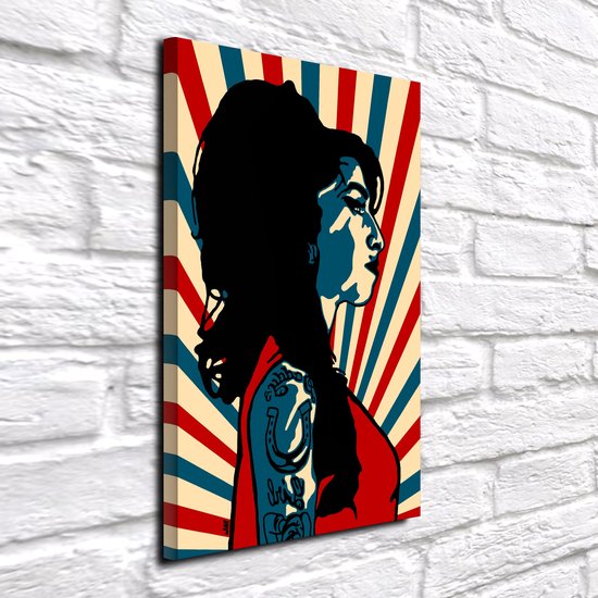 Pop Art Amy Winehouse - Canvas Print - op dennenhouten kader - 90 x 60 x 2 cm - Wanddecoratie