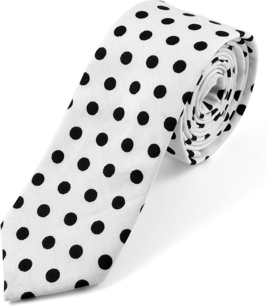 Cravate en coton blanche à pois