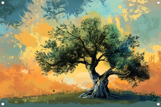 Affiches Olijfboom - Affiches nature - Posters de jardin Paysage - Décoration de clôture - Affiche de clôture - Décoration de Jardin pour extérieur affiche de jardin 60x40 cm