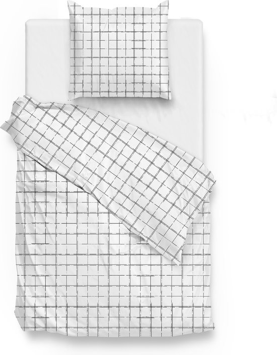 Luxe katoen/satijn dekbedovertrek Mik - eenpersoons (140x200/220) - uniek dessin - subtiel glanzend - extra zacht en fijn - hoogwaardig kwaliteit