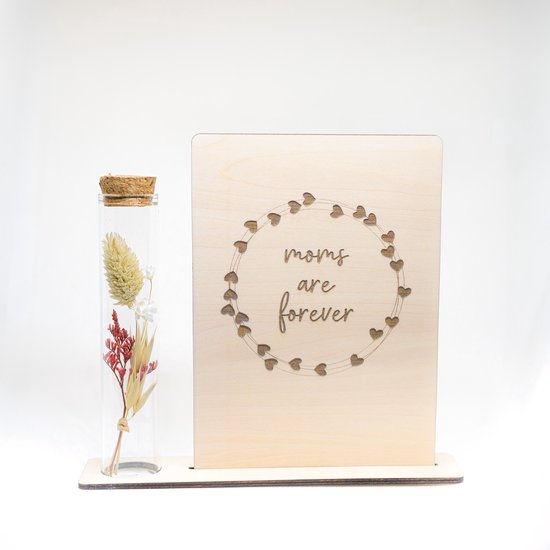 Coffret cadeau "Les mamans sont éternelles" (rouge) - de Nordhus - carte en bois - bouquet de fleurs - vase cadeau original - Fête des Mères - juste comme ça - amour - carte de voeux - cadeau