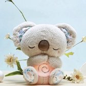 Slapende koala met ademhaling en muziek - licht - ademhalingsknuffel - baby's en kleine kinderen - rustgevend geluid van muziek & ademhaling - kraamcadeau - cadeau - 30 cm -