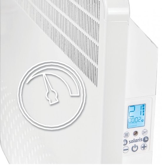 Solaris Professioneel elektrische verwarming 2000 watt wandmontage en vrijstaand, Werkelijke datum en tijd, Adaptief begin Veiligheidsslot Stabiele kamertemperatuur Bewaking van energieverbruik Dag- en weekprogramma