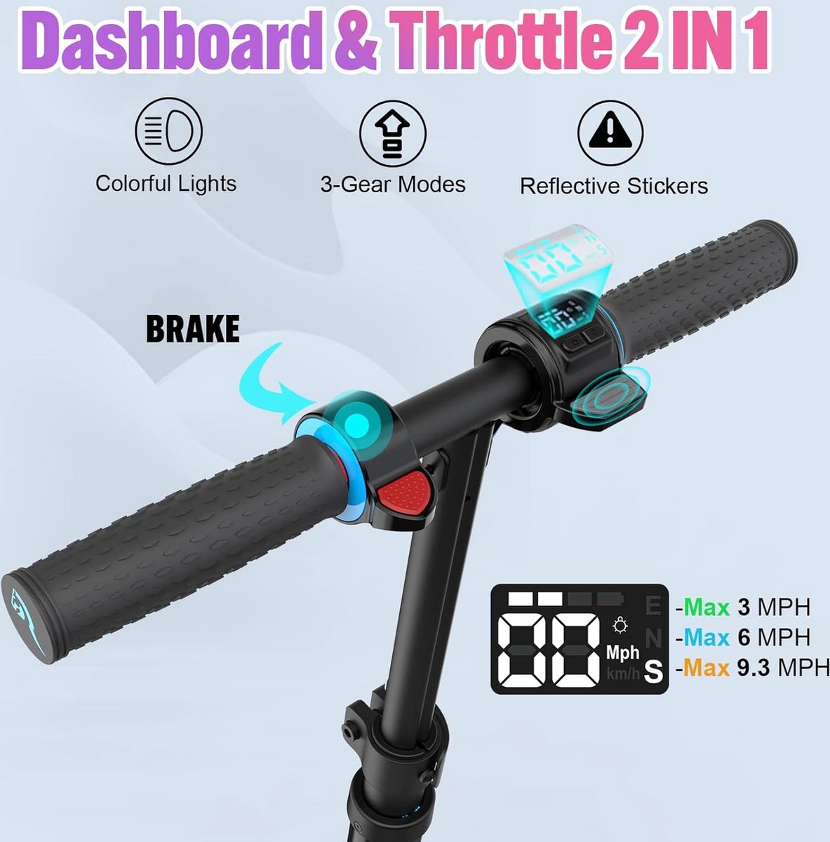 Afbeelding 2 van EVERCROSS EV06C Elektrische step kinderen - Verlichting - 15 km/u - max 60 kg- blauw Zwart