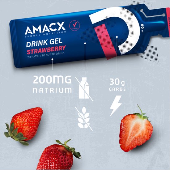 Amacx Drink Gel - Sportgel - Energy Gel - Energiegel - Strawberry - 12 pack — afbeelding 3
