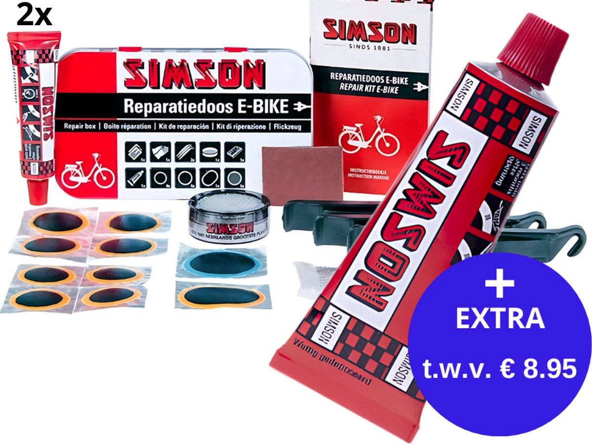 Bandenreparatieset - Pomp - Bandenplakset Compleet - Type Select t.b.v. Fiets - 24 delig - Extra 10 ML Solutie