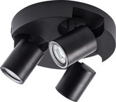 Laurin 3 - rond - applique - plafonnier spot - incl LED - noir