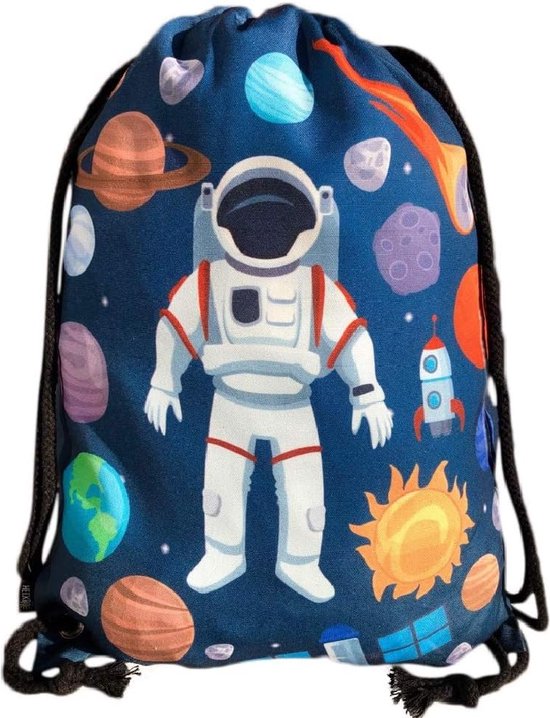 Gymtas voor kinderen, met astronaut, ruimtemotieven, uniseks, voor kleuterschool, kribbe, reizen, sport, geschikt als gymtas, rugzak, speeltas, sporttas, schoenentas - voor meisjes en jongens, Astronaut