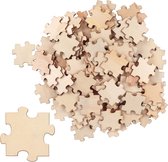 Belle Vous Houten Puzzel Stukjes (100 Pak) – 4,5 x 3,8 cm – Onbewerkt Houten Puzzles Voor Kinderactiviteiten, DIY Kunst en Hobby en Feest Gastenboeken