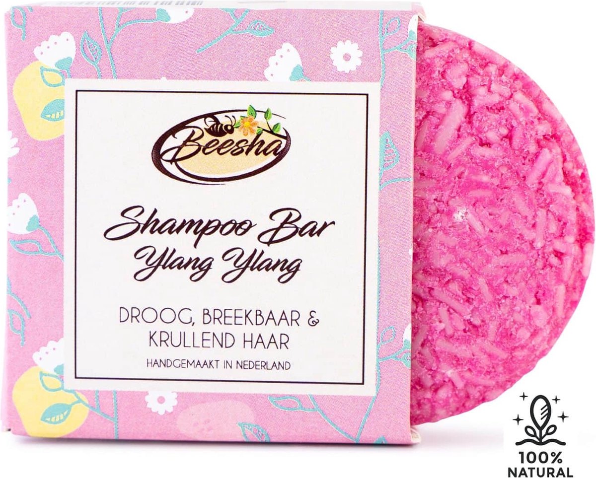 Beesha Shampoo Bar Ylang Ylang 65 gram | 100% Plasticvrije en Natuurlijke Verzorging | Vegan, Sulfaatvrij en Parabeenvrij | CG Proof