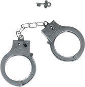 Politie speelgoed handboeien - grijs - kunststof - incl sleutel - verkleed accessoires - feestartikelen