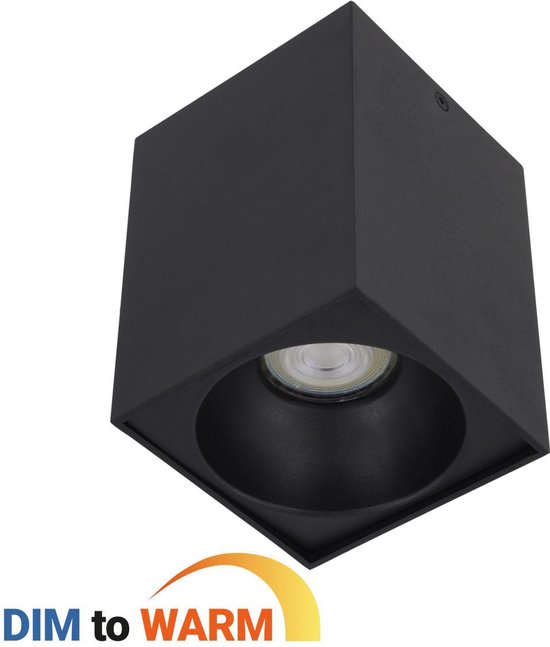 Spot LED en saillie Zwart - Dimmable - 4,9 Watt - 2200-2700K Dim To Warm - IP21 (Anti-poussière) - Angle d'éclairage