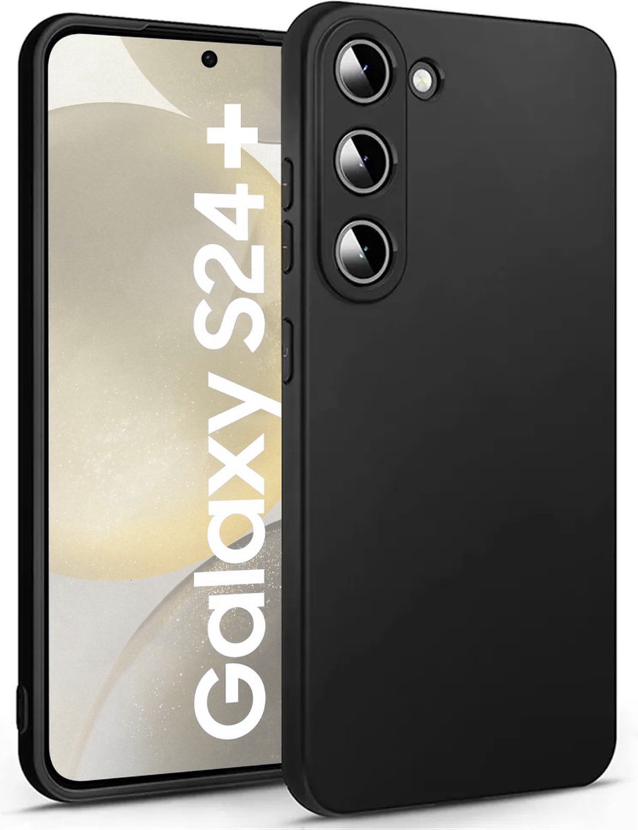 Zwart Hoesje Geschikt Voor Samsung Galaxy S24+ (S24 PLUS) - Zwarte Siliconen hoesje - TPU Back Cover Hoes - Zwart