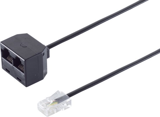 Foto: Telefoon splitter 1x rj10 m 2x rj10 v zwart 0 10 meter