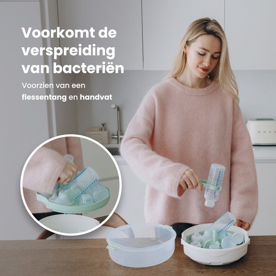 Babily Magnetron stoomsterilisator - Flessen sterilisator - Steriliseer tot 6 flessen tegelijk - Fles sterilisator baby - Doodt 99.9% van alle bacteriën van Babily — afbeelding 5