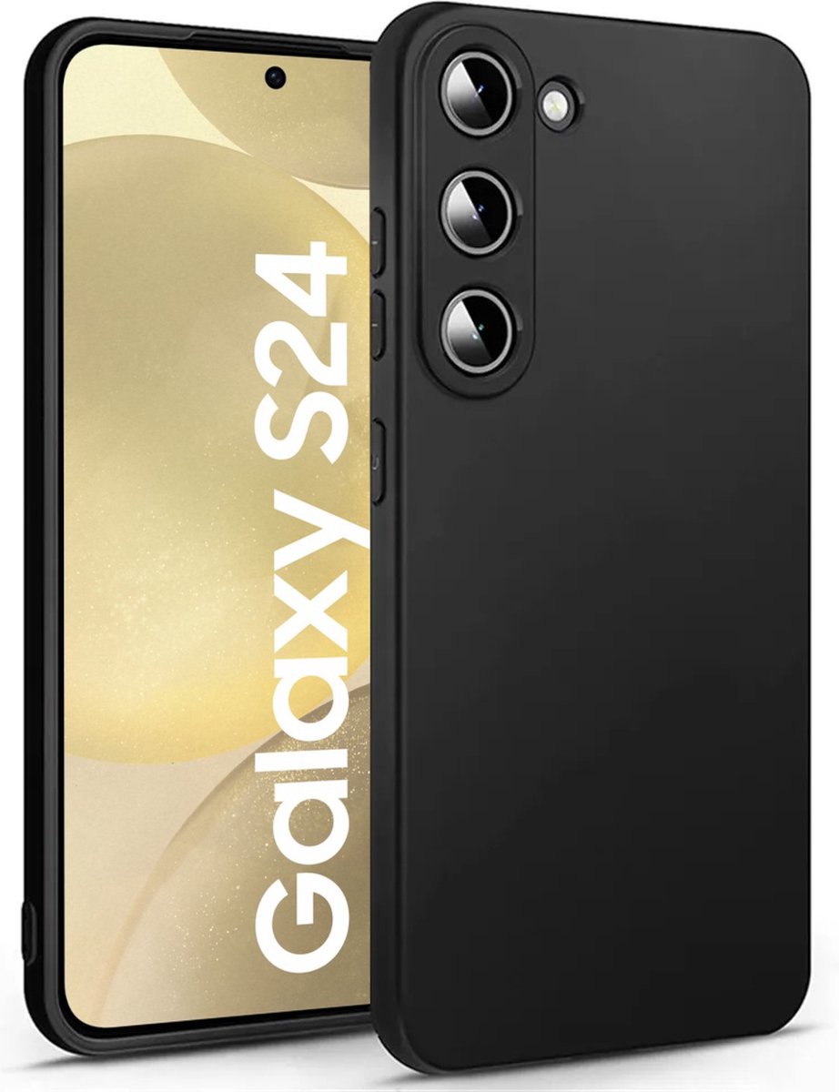Zwart Hoesje Geschikt Voor Samsung Galaxy S24 - Zwarte Siliconen hoesje - TPU Back Cover Hoes - Zwart