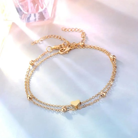 Mini bracelet de cheville à chaîne fine en forme de cœur d'amour, Set de bracelets de cheville minimalistes simples