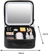 Make-up Organizer Koffer - Met LED licht - Met Spiegel en Licht - Touchscreen - 3 Kleuren LED - Reizen - Zwart
