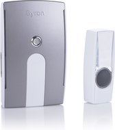 Byron BY514E - Sonnette sans fil - 125m - Sonnette enfichable - Avec lampe de poche - Façade interchangeable - Bouton de sonnerie s'allume dans l'obscurité - Noir / Gris