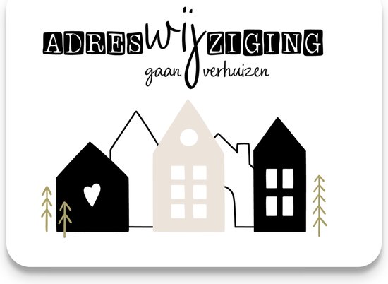 Studio Juulz - Verhuiskaart | 15 x ADRESWIJZIGING WIJ GAAN VERHUIZEN HUISJES | huis | Verhuiskaarten | Verhuizen | Adreswijziging | Verhuisbericht | Nieuw huis | Samenwonen | Lief | Modern | HuisjeS | A6 | zwart wit |