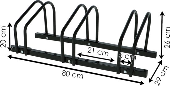 Alora Fietsenrek voor 3 Fietsen zwart- met muurbevestiging - fietsen rek