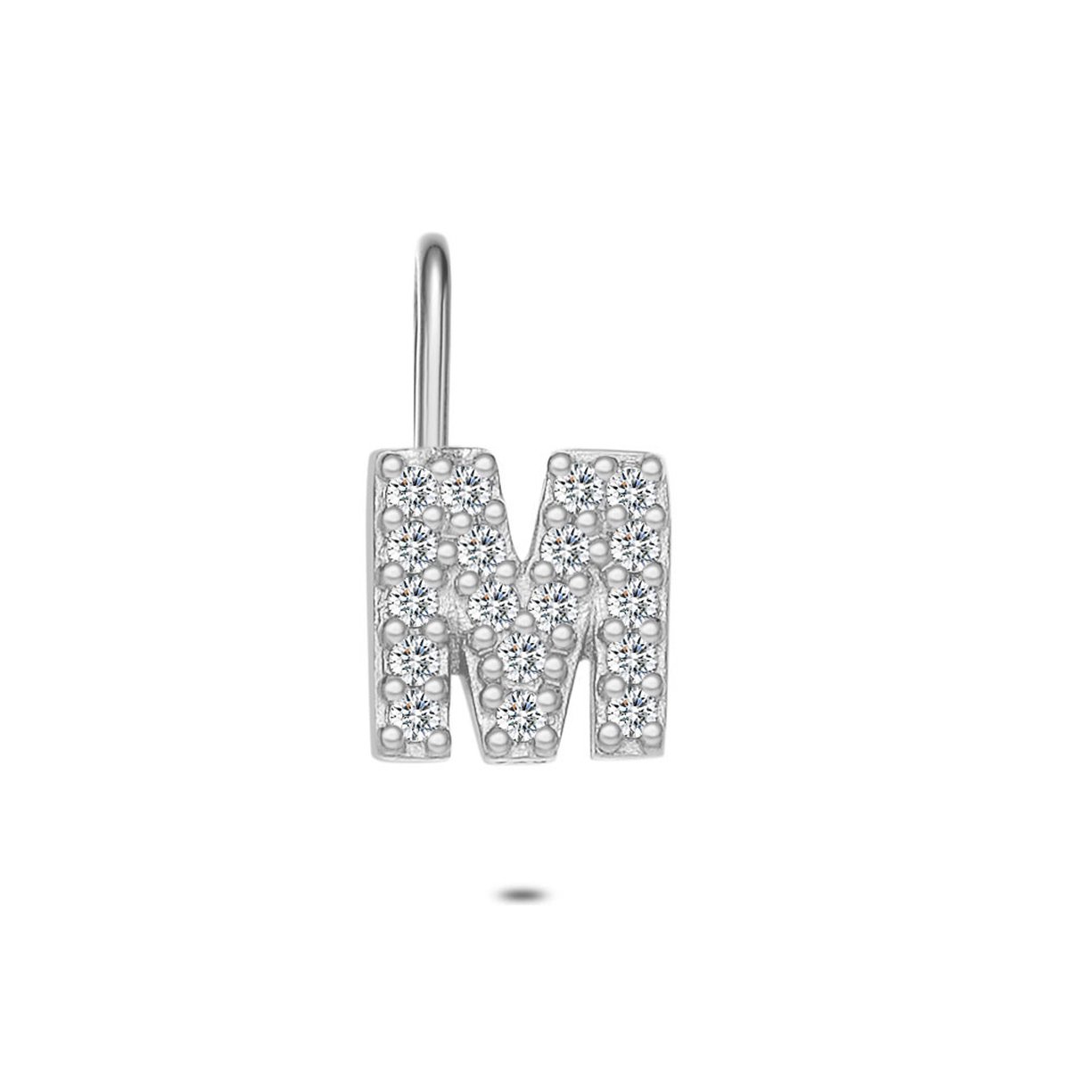 Twice As Nice Hanger in zilver, letter M met steentjes