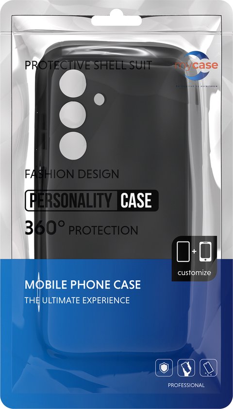 Emballage pour une coque de téléphone noire "My Case", "Fashion Design", "Personality Case", "360° Protection".