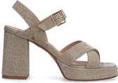 Manfield - Dames - Gouden sandalen met hak - Maat 36