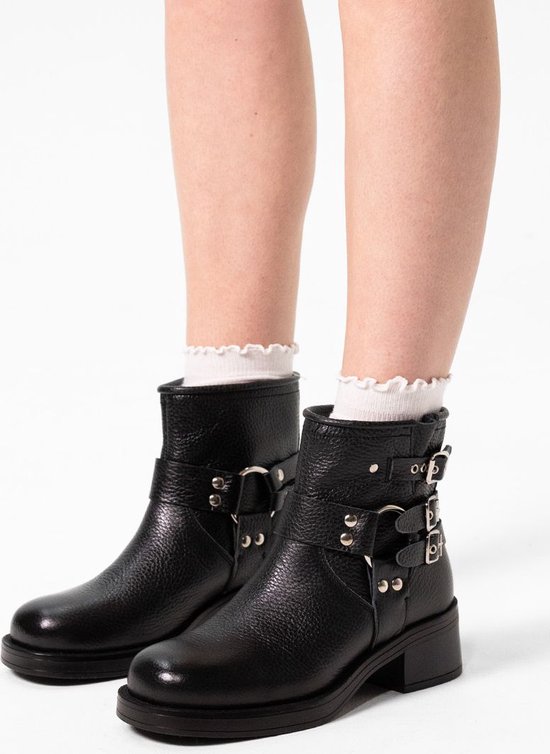 Sacha - Dames - Zwarte biker enkelboots - Maat 38