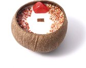 Bougie - Bougie à la Kokos faite à la main - Couleur rouge - Avec cristaux et feuilles séchées - Mèche en bois - Cire de soja 100% naturelle - Bougie parfumée - Sham's Art